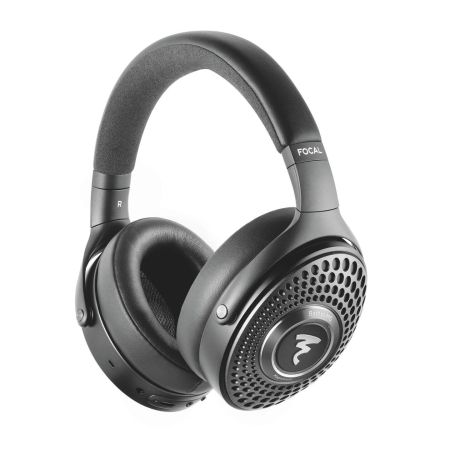 Over-ear black headphones with padded headband and perforated circular ear cups, Focal branding visible on the headband.