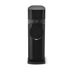 Black floor-standing loudspeaker with two large circular drivers and a glossy top enclosure, designed for home audio.