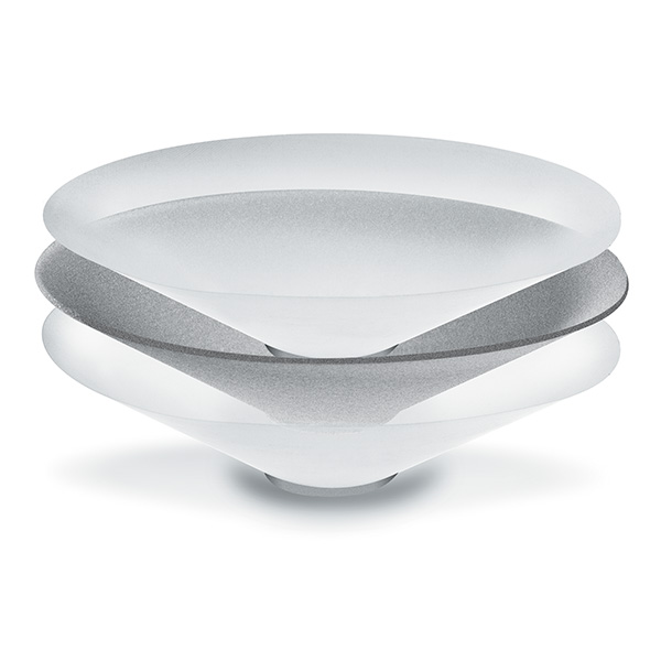 Stacked white ceramic nesting bowls forming a set for serving or mixing sizes small to large